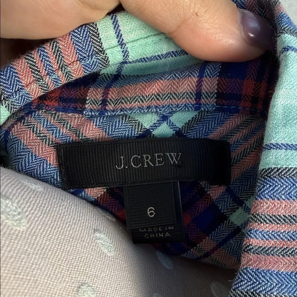 J. Crew Blue and Pink Plaid Shirt B5